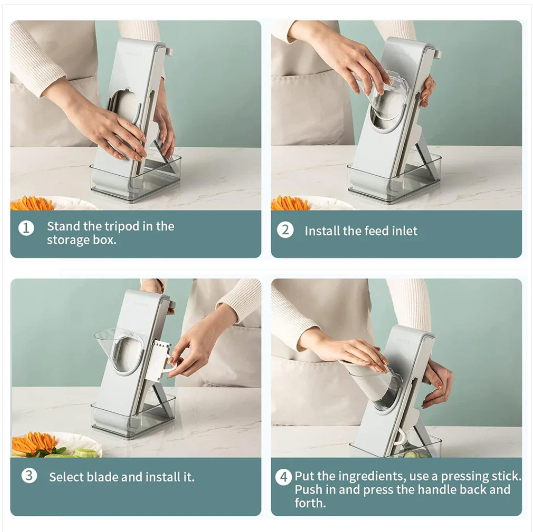 Ultimate 5-in-1 Multifunctional Vegetable Cutter Slicer Grater with Adjustable Safe Blades