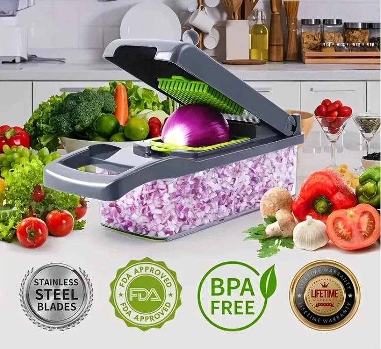 14/16-in-1 Multifunctional Vegetable Chopper: Slicer, Dicer & Grater
