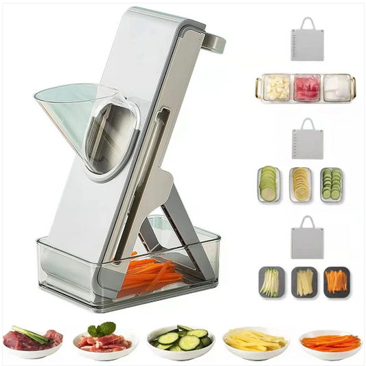 Ultimate 5-in-1 Multifunctional Vegetable Cutter Slicer Grater with Adjustable Safe Blades