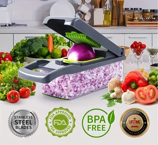 14/16-in-1 Multifunctional Vegetable Chopper: Slicer, Dicer & Grater